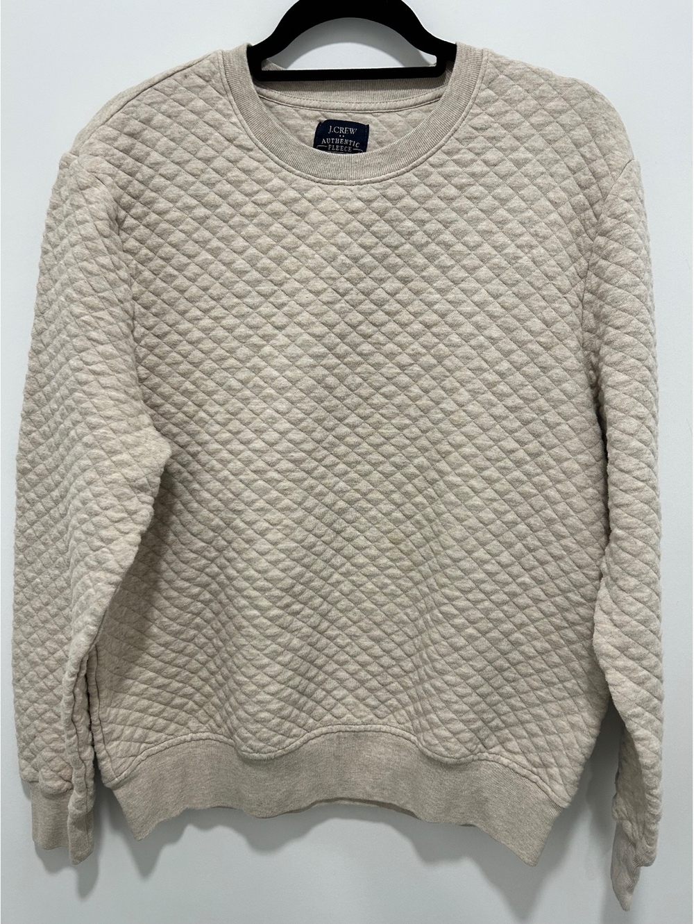 J.Crew Authentic Fleece Quilted Beige Sweatshirt Medium